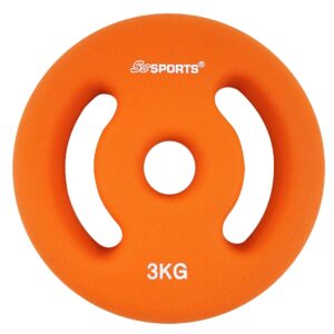 Neopren vægtskiver - sæt: 2 x 3 kg, Ø 31mm, støbejern, orange