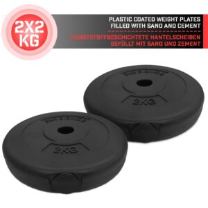 Vægtskiver - 2 x 2 kg, 27 mm, plastik, sorte