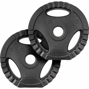 Vægtskiverr - sæt af 2, hver 2,5 kg, Ø 30/31 mm, Tri-Grip, cement, plastik, sort