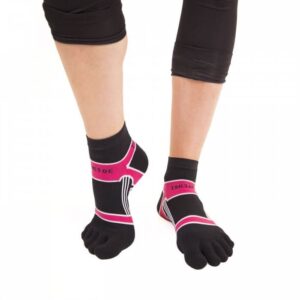 ToeToe Microfiber Løbesokker Med Tæer, Sort / Pink, Str. 40-43