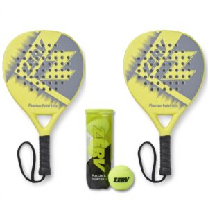 ZERV Padel Pakketilbud (ZERV Phantom Padel Elite Grey/Yellow + ZERV Padel Master+)