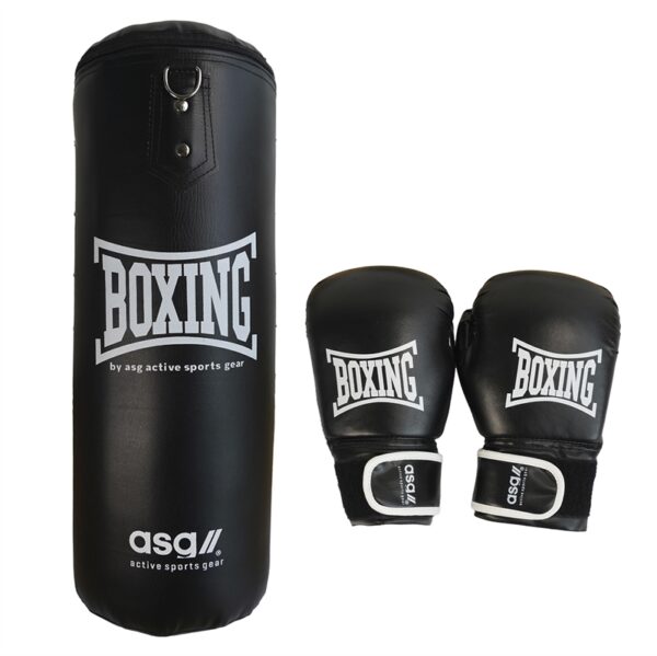 ASG Junior Boksesæt (Handsker + Boksepude) - 11 kg - Sort/Hvid