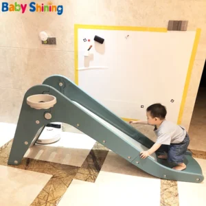 Baby Shining Children's Slide Toys 1-10 Years Old Indoor Slide Lengthen 170CM/67IN Household Toys Basketball Stand Toy