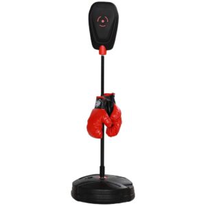 Boksesæk 88-124 cm h⌀jdejusterbart boksestativ med boksehandsker, boksesæt med vand/sandfyldbart stativ til 5-10 år b⌀rn, stål,