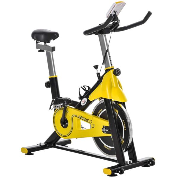 Cykeltræner, H⌀jdejusterbar Motionscykel, Fitnesscykel, Rulletræner Med Remtræk, Lcd Display, Stål Abs, 50X100X101-113 Cm