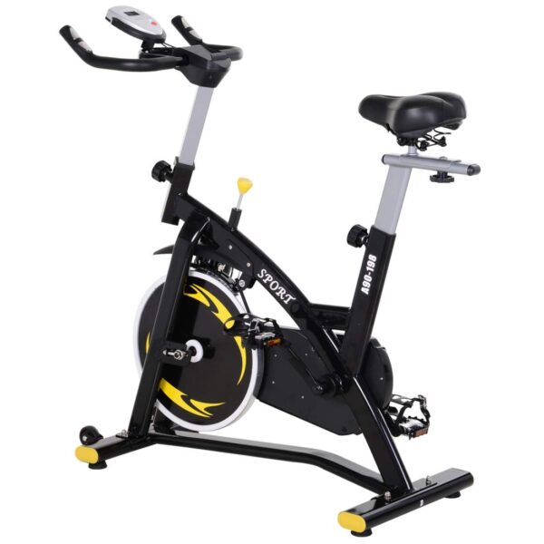 Motionscykel Svinghjul Med Kontinuerlig Modstand Med 10 Kg Fitness Cykel Cykel Træner H⌀jdejusterbar Stål Sort, 120X47X104,5-117