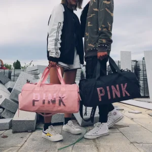 NEW 20-35L sequins PINK letter fitness bag dry and wet separation sports bag Outdoor Sports Gym Bag Package Yoga Handbag