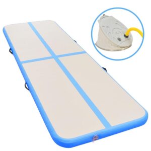 Oppustelig gymnastikmåtte med pumpe 800 x 100 x 10 cm PVC blå