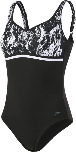 Speedo Contourluxe Printed 1 Piece Dame 36 Sort