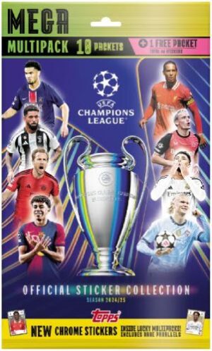 Topps Fodbold-Stickers/KlistermÃ¦rker: Champions League 2024/2025 - Mega Multipack (10+1 Boosters)