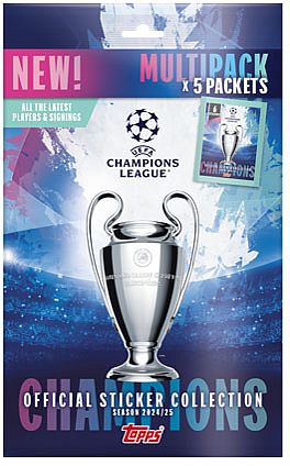 Topps Fodbold-Stickers/KlistermÃ¦rker: Champions League 2024/2025 - Multipack (5 Boosters)