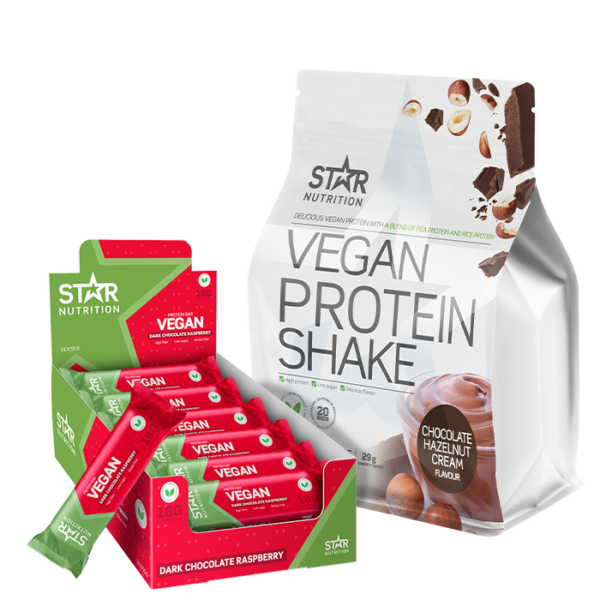 Vegansk proteinpulver + veganske proteinbarer