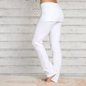 Yoga leggings med ombuk hvid - Størrelse: XS - Yoga tøj - Spirit Of Om - GodKarmaShop