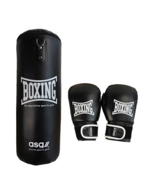 ASG Junior Boksesæt - 11 Kg. (Handsker + Boksepude) Sort/Hvid