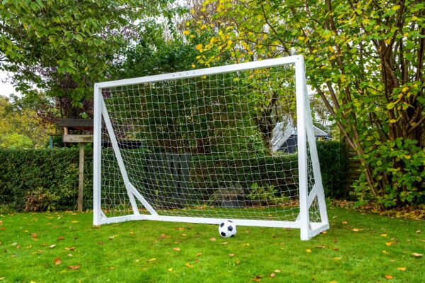 Fodboldmål i TRÆ - FRI FRAGT - 300 cm x 200 cm med net i HVID - KRAFTIG KVALITET - HURTIG LEVERING