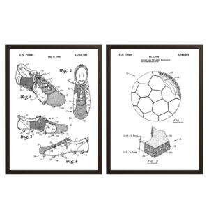 Patent Tegning Plakat - Fodbold og Sko Opfindelser / Sæt af 2