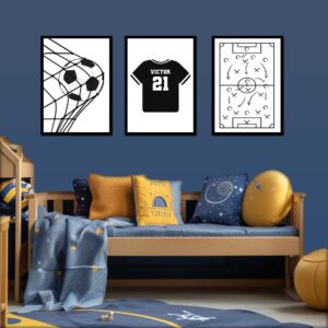 Personlig plakat - Fodbold design / Sæt med 3