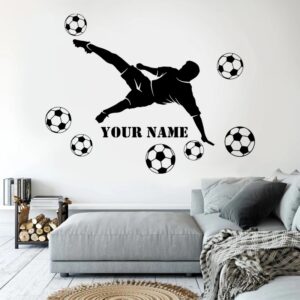Wallsticker - Fodboldspiller og fodbolde / Personliggjort / Gennemsigtig
