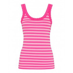 Top - ISA Stripe rib - Pink/Hvid - Størrelse: S/M - Yoga tøj - GodKarmaShop