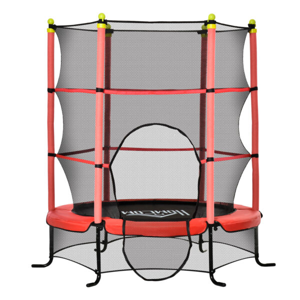 Trampolin ⌀160 x 163 cm, 45 kg, med sikkerhedsnet - R⌀d