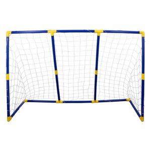 Stort fodboldmål i hårdt plast 209 x142 cm - Inkl. bold og pumpe - Nemt at samle 2 i 1 1 stort eller 2 små mål