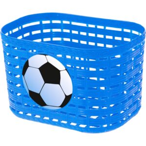 Børnecykelkurv med fodbold motiv i blå