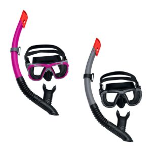 Bestway snorkelsæt - beskyttelsesbriller og snorkel, grå/pink, voksen