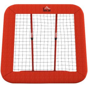 Fodbold rebound net, justerbart, foldbart, metalramme, all-weather pe net, inkluderer pløkker, rød