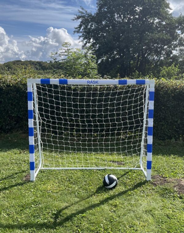 Fodboldmål i STÅL - Hvid/Blå - 180 cm x 150 cm med net - HURTIG LEVERING