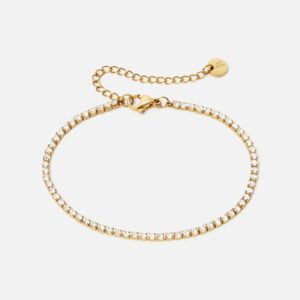 Zirkon Tennis Ankelkæde 18K Guldbelagt