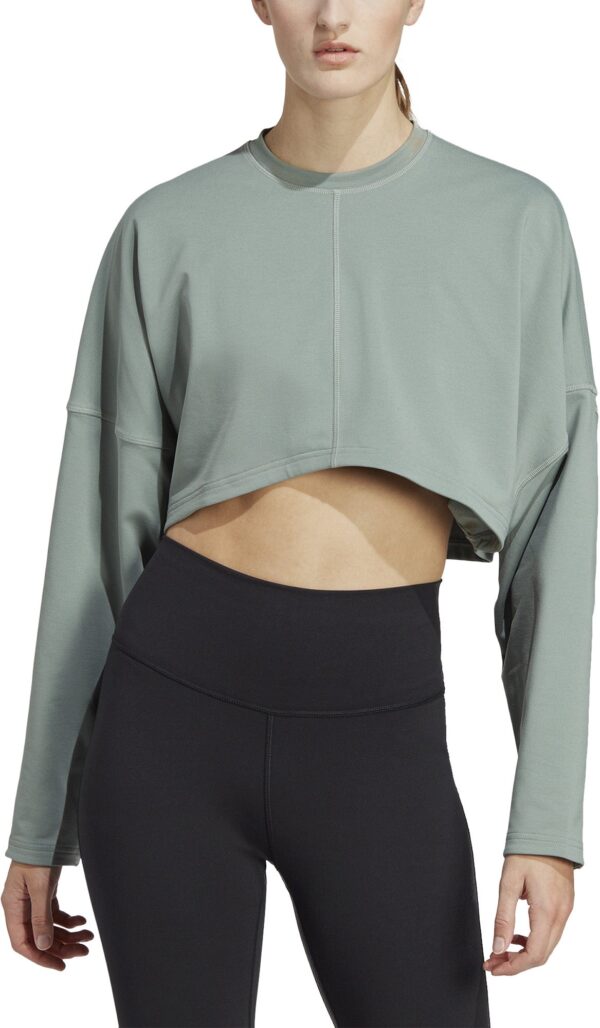 Adidas Yoga Studio Crop Sweatshirt Dame L Grøn
