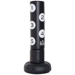 Fritstående boksebold med stativ og plastikpude, 176 cm, velegnet til professionelle og begyndere, sort