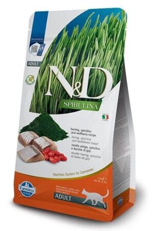 Kattemad tørfoder Farmina N&D Spirulina Sild – 1,5 kg