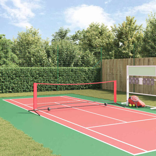 vidaXL Tennis Net Sort og rød 301 x 90,5 x 87 cm Polyester